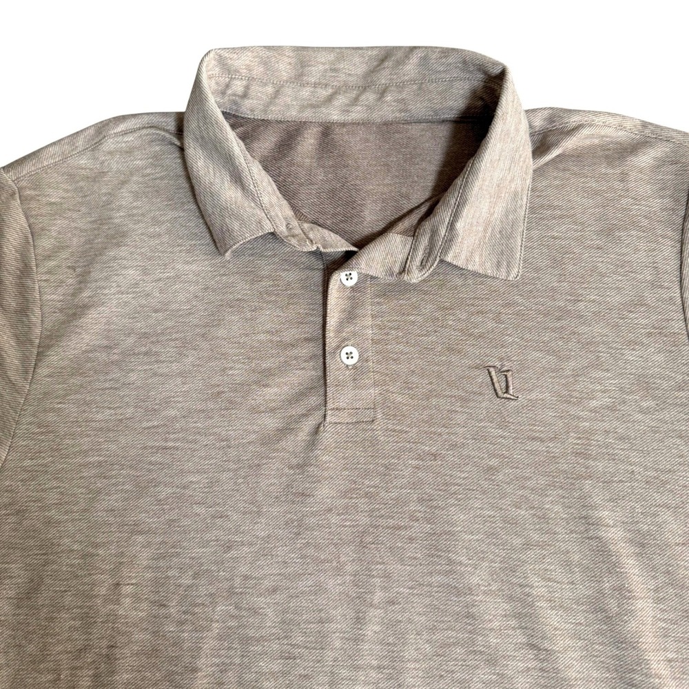 Vuori Strato Tech Polo Mens Medium Heathered Tan Short Sleeve Performance V1004